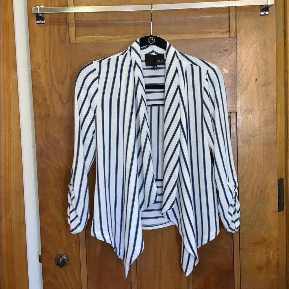 Navy and white striped KAII mock blazer